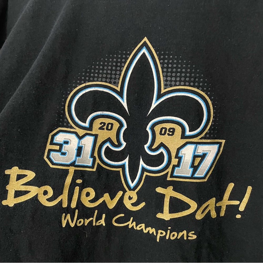 Y2K 2009 New Orleans Saints Football Black T Shirt // 2XL - Picture 2 of 4